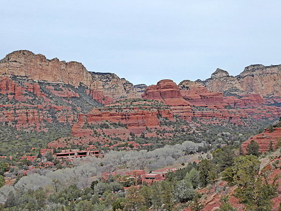 View of Bear Mountain rising above Boynton and Fay Canyon