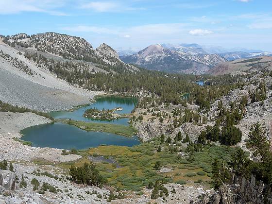 Great views on the lakes basin on the climb to Duck Pass 