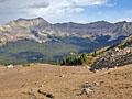 View of the peaks towering above Texas Creek