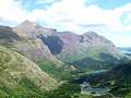 Bullhead Lake and the Swiftcurrent Valley from the trail to Swiftcurrent Pass