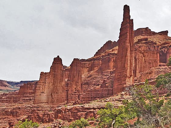 Looking back at Fisher Towers from the trail atop the ridge