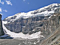 Waterfall tumbling down from the Victoria Glacier