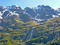 Schmadri Falls and the peaks rising to the southeast